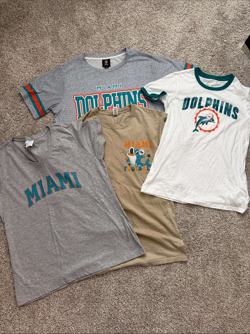 NFL “LOT” Multiple Women's Miami Dolphins  Short Sleeve Tees - White/Gray